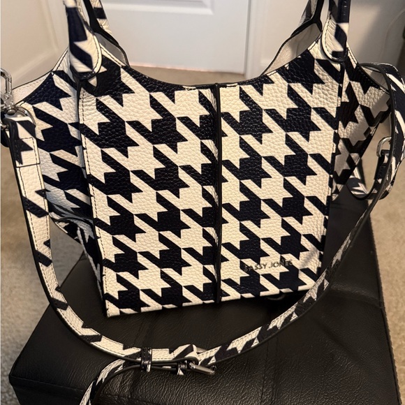 Sassy Jones Handbags - Sassy Jones Black and White Houndstooth Crossbody Bag